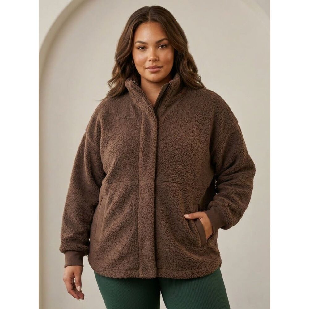 NWT Mondetta Women's Cozy Sherpa Full Zip Teddy Fleece Jacket - Size XL